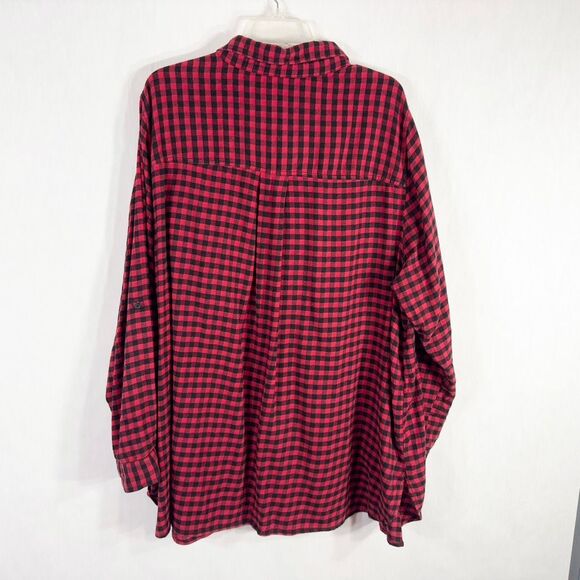 Lane Bryant Plus Size 22 24‎ Top Check Red Black Soft Collar Flannel Pockets 443 - Picture 2 of 7